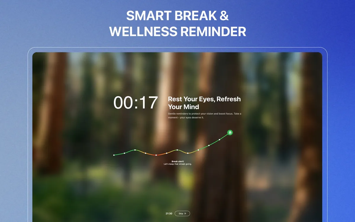 DeskRest break screen asking you to relax your eyes