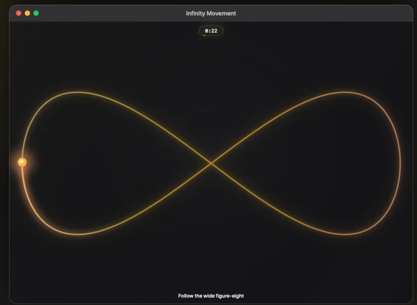 Eye Yoga for Mac showing the glowing Infinity Movement