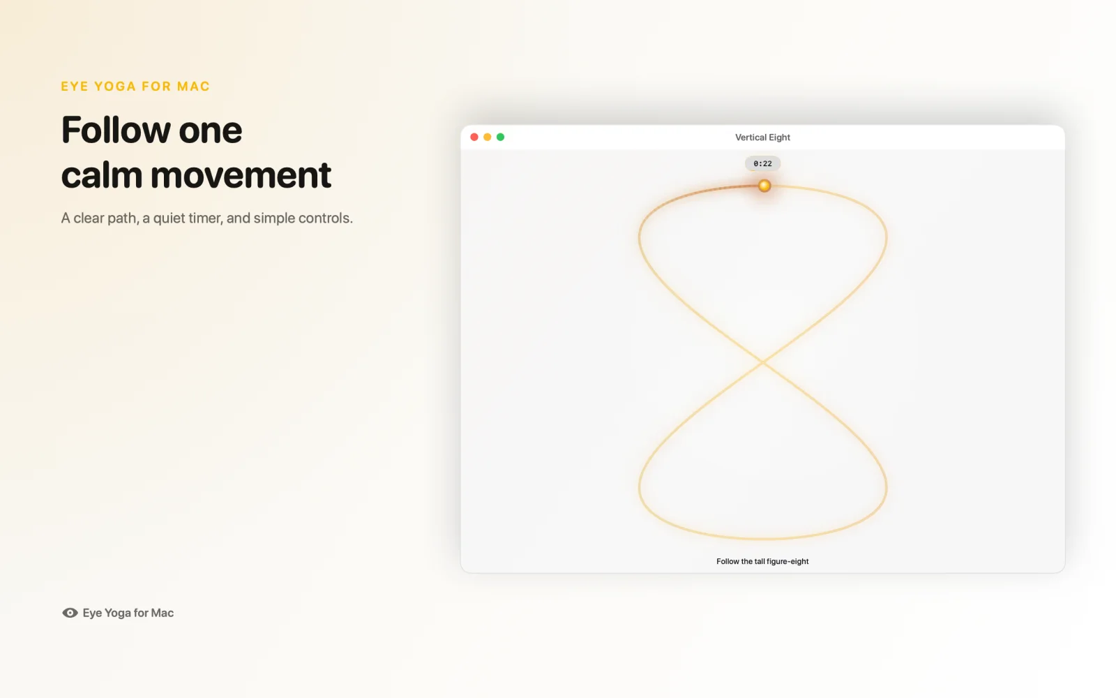 Eye Yoga for Mac showing the glowing Vertical Eight movement